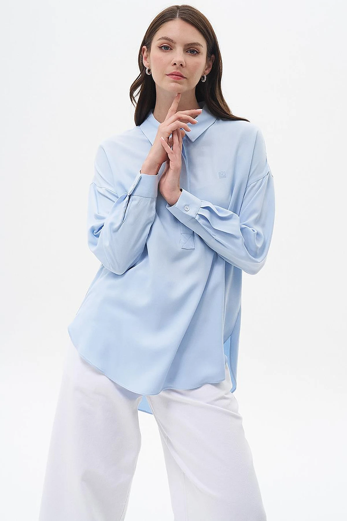 Half Placket Viscose Shirt Ice Blue