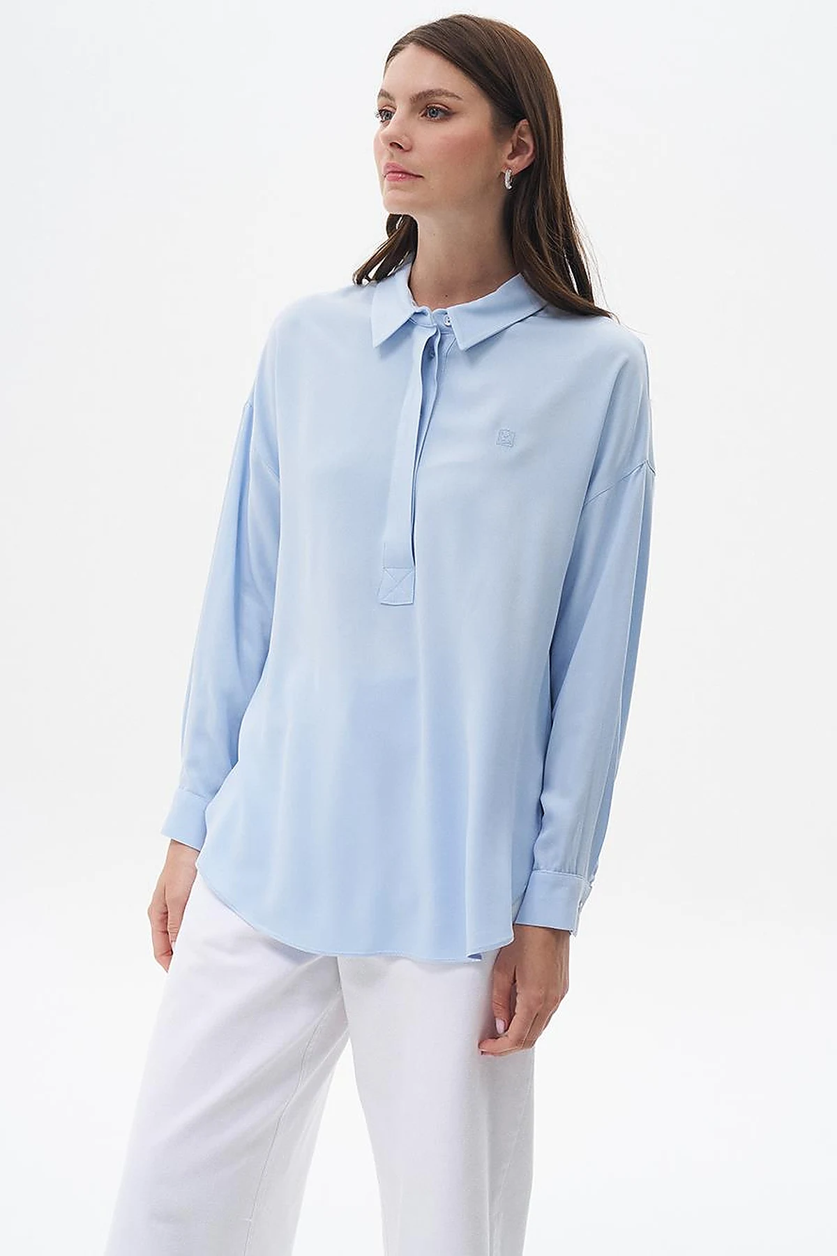 Half Placket Viscose Shirt Ice Blue