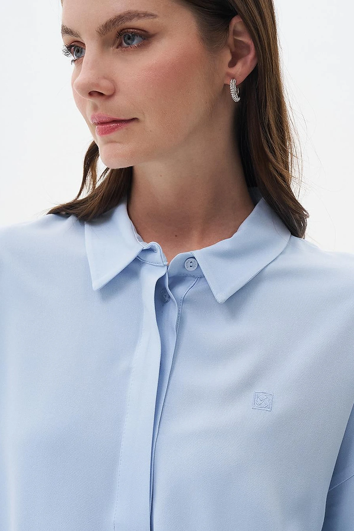 Half Placket Viscose Shirt Ice Blue