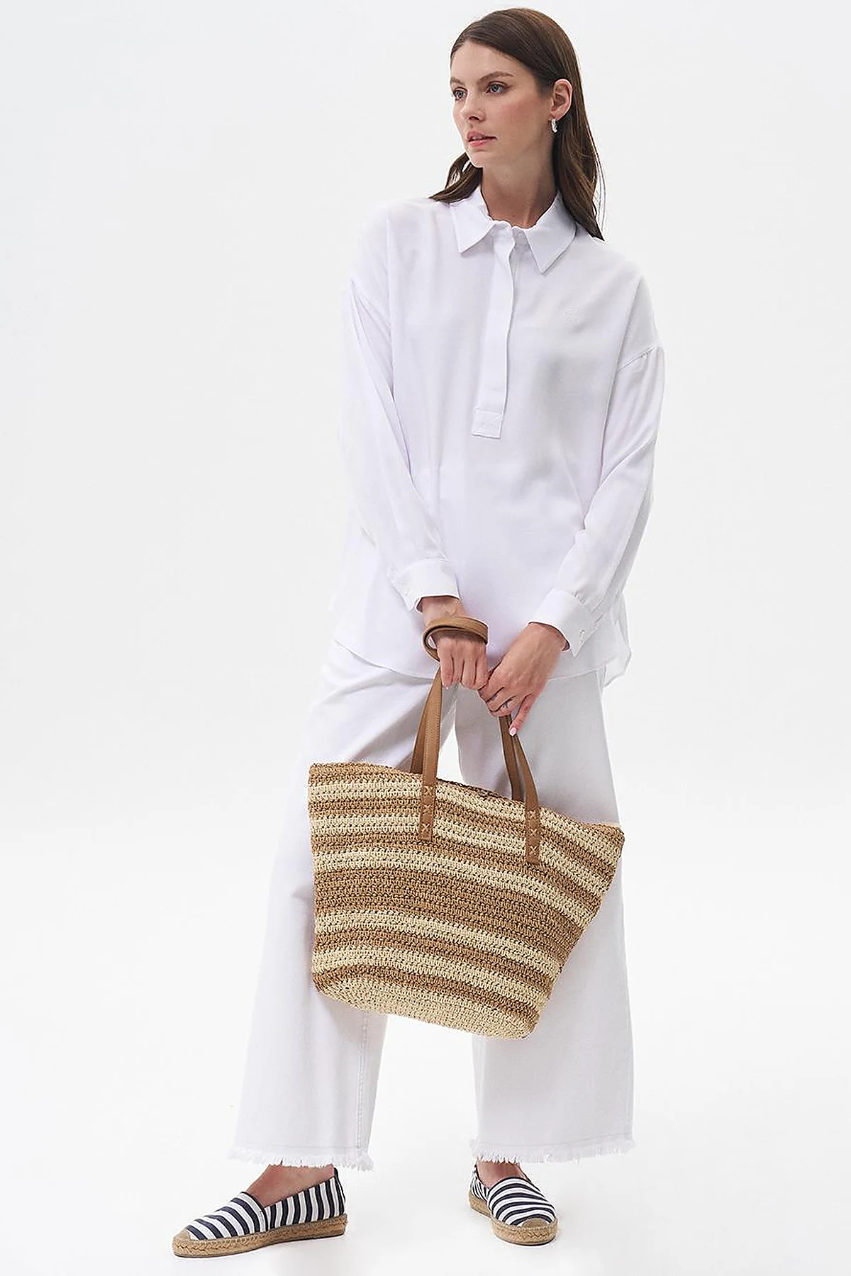 Half Placket Viscose Shirt Optical White