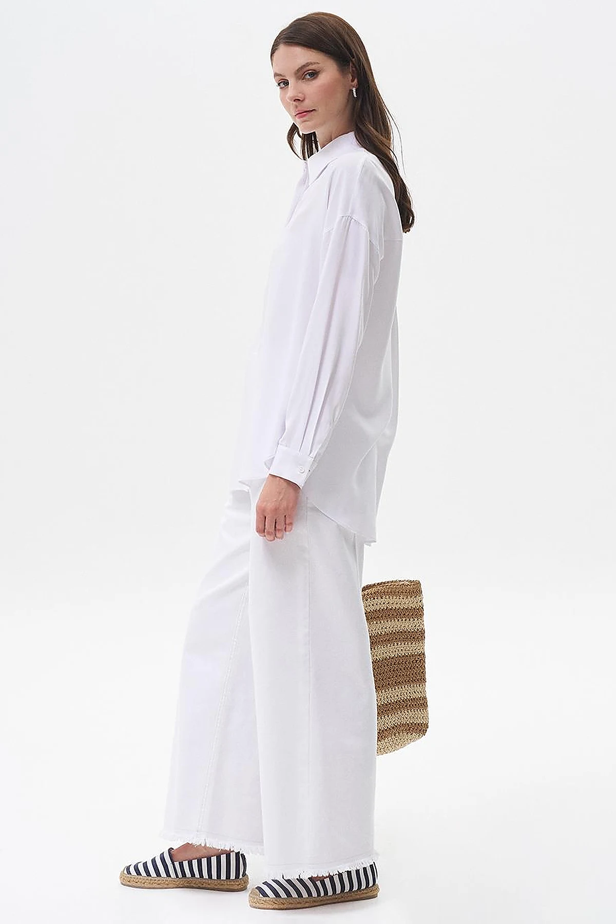 Half Placket Viscose Shirt Optical White