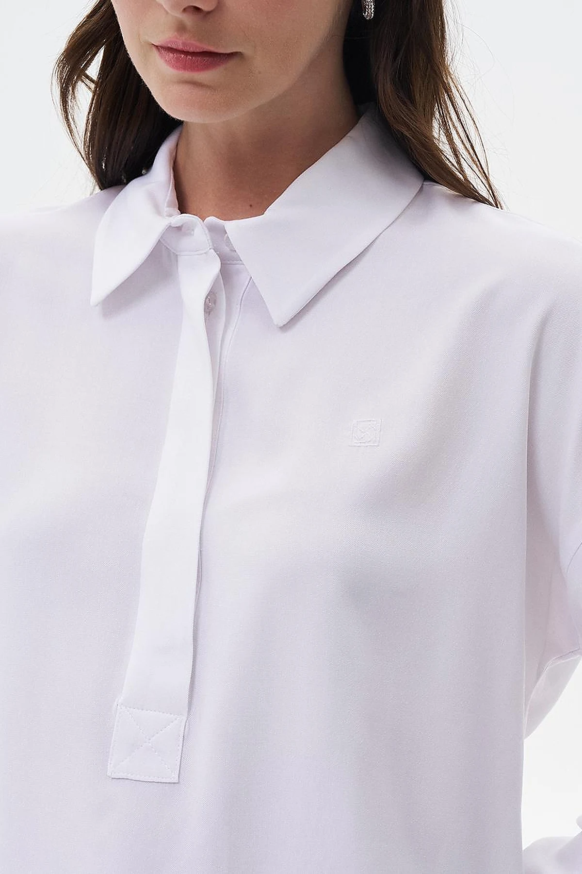Half Placket Viscose Shirt Optical White