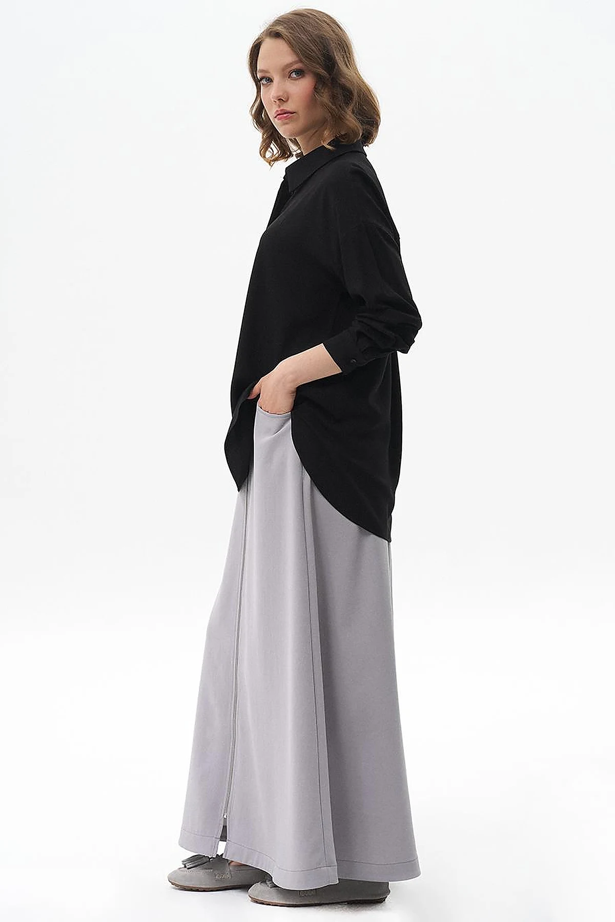 Half Placket Viscose Shirt Black