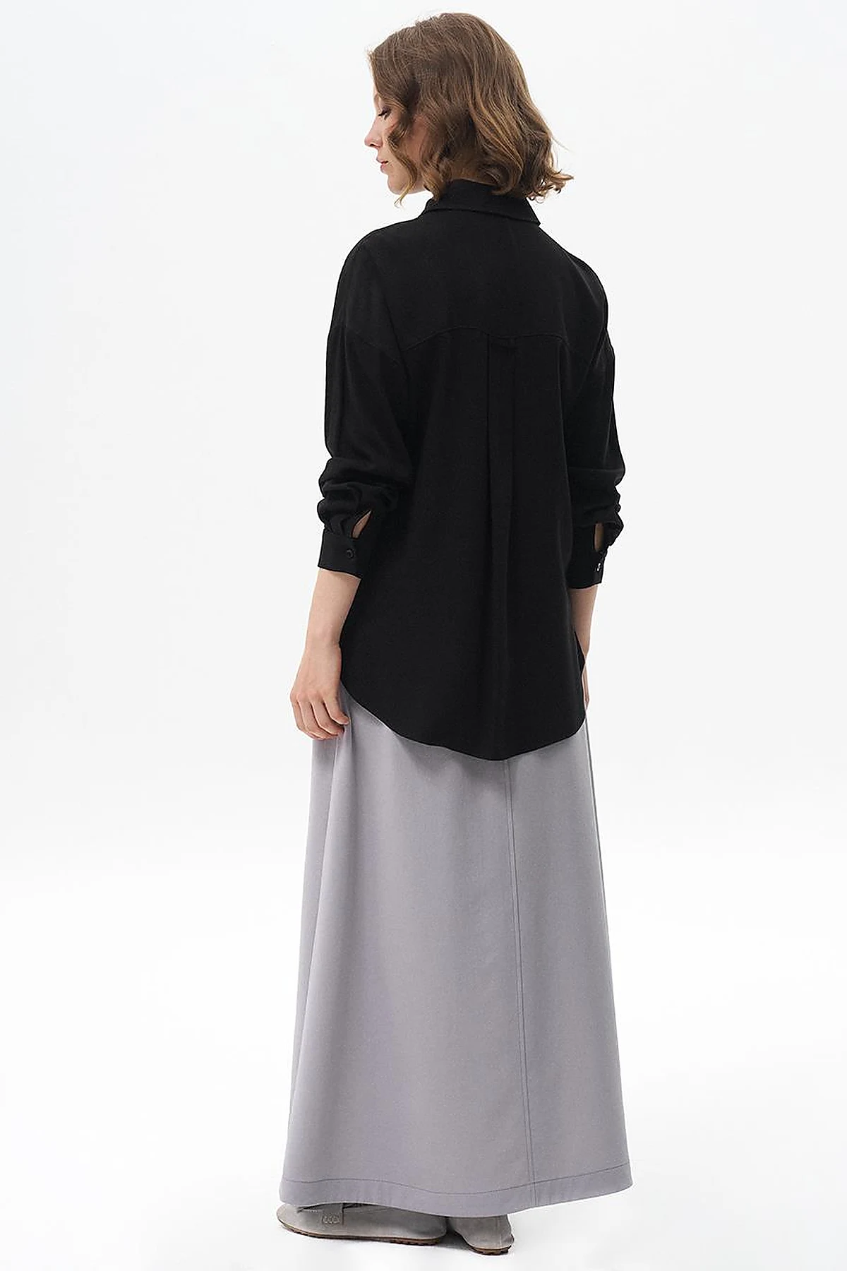 Half Placket Viscose Shirt Black
