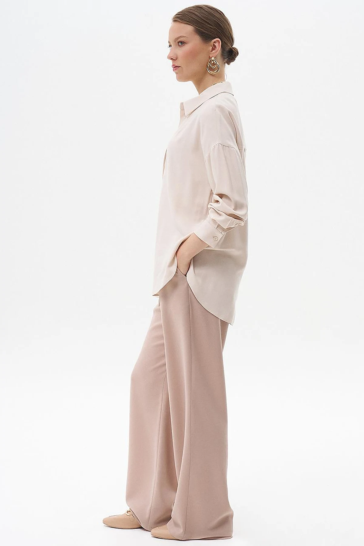 Half Placket Viscose Shirt Stone
