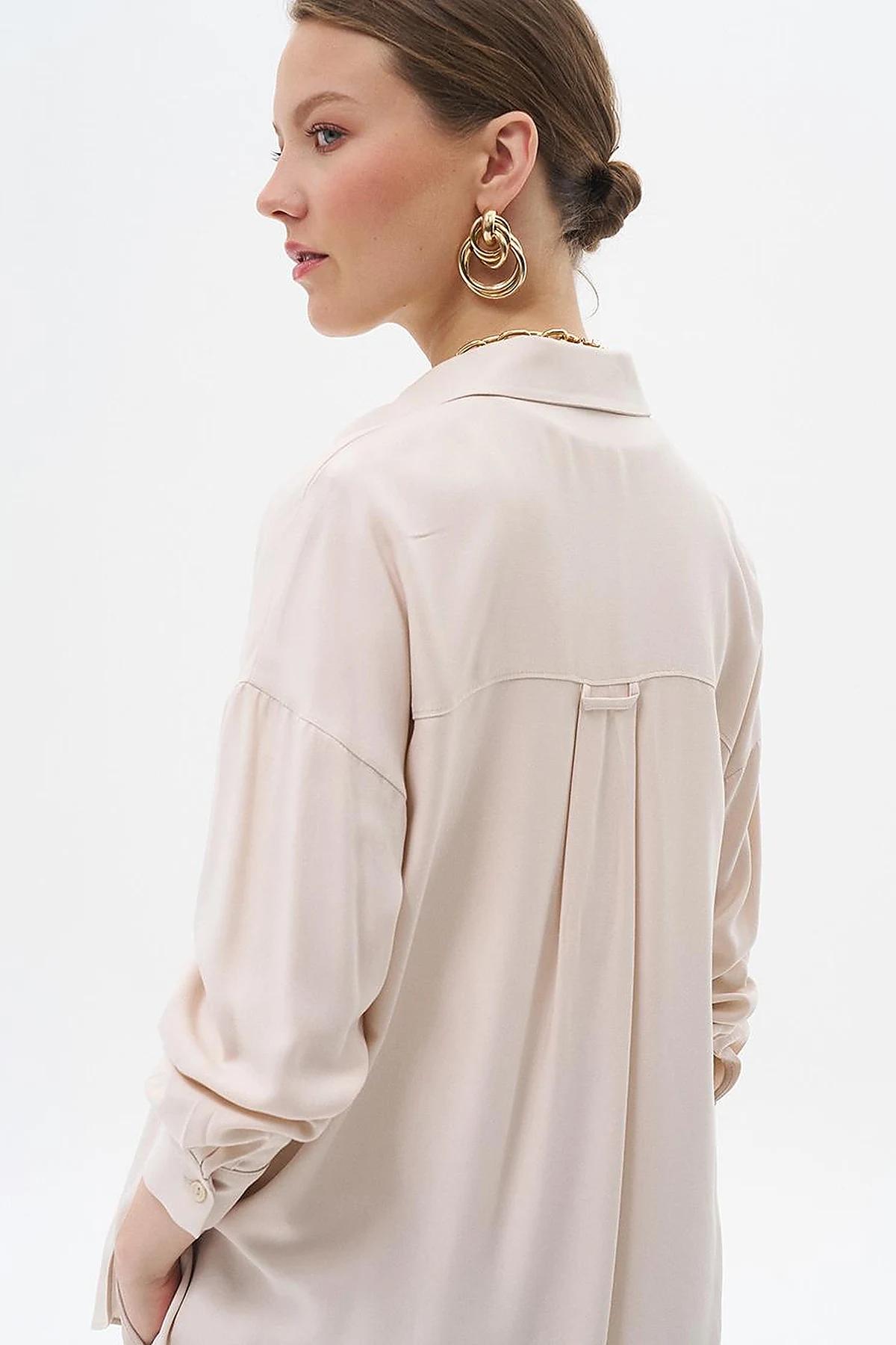 Half Placket Viscose Shirt Stone