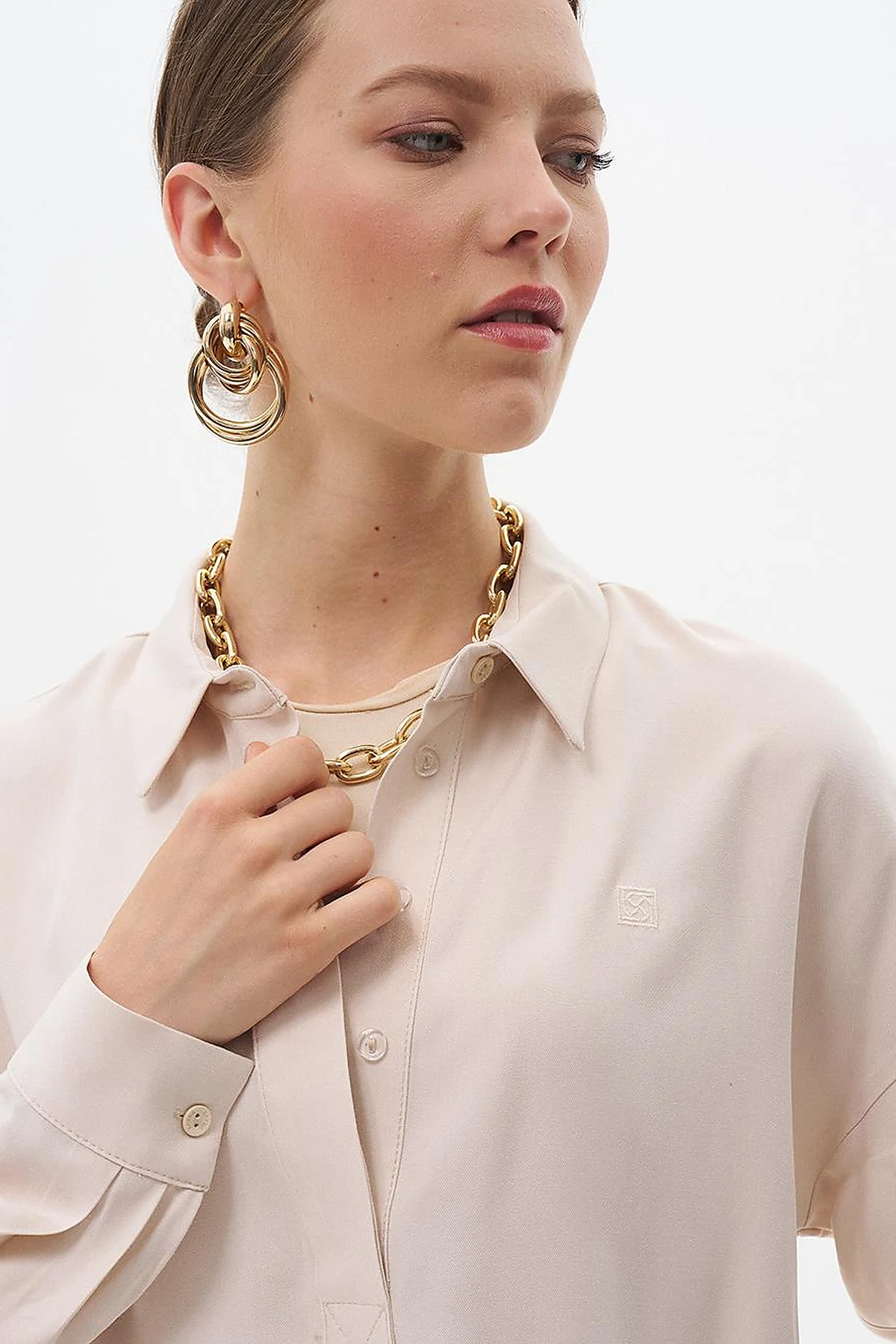 Half Placket Viscose Shirt Stone
