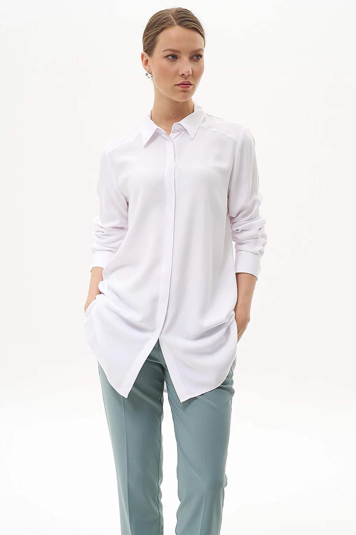 100% Viscose Basic Tunic Optical White