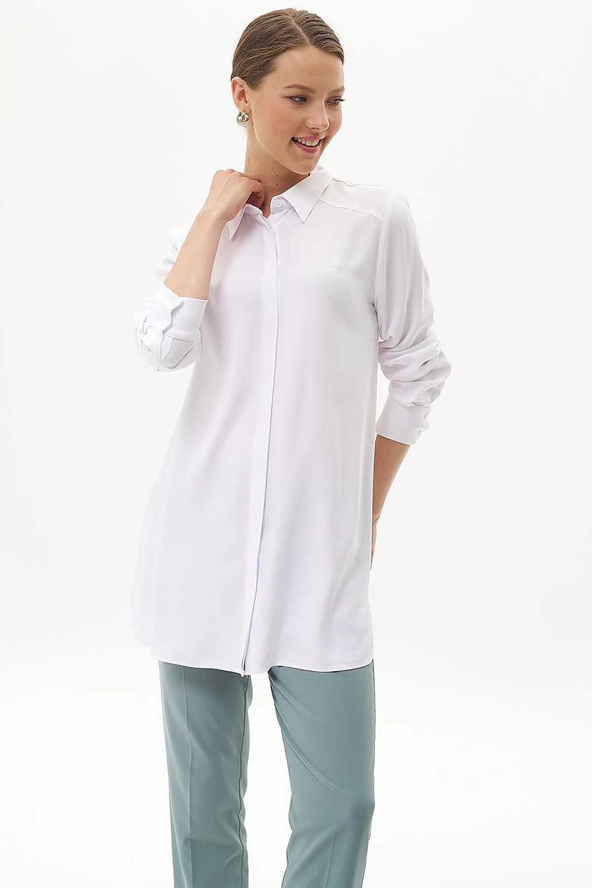 100% Viscose Basic Tunic Optical White
