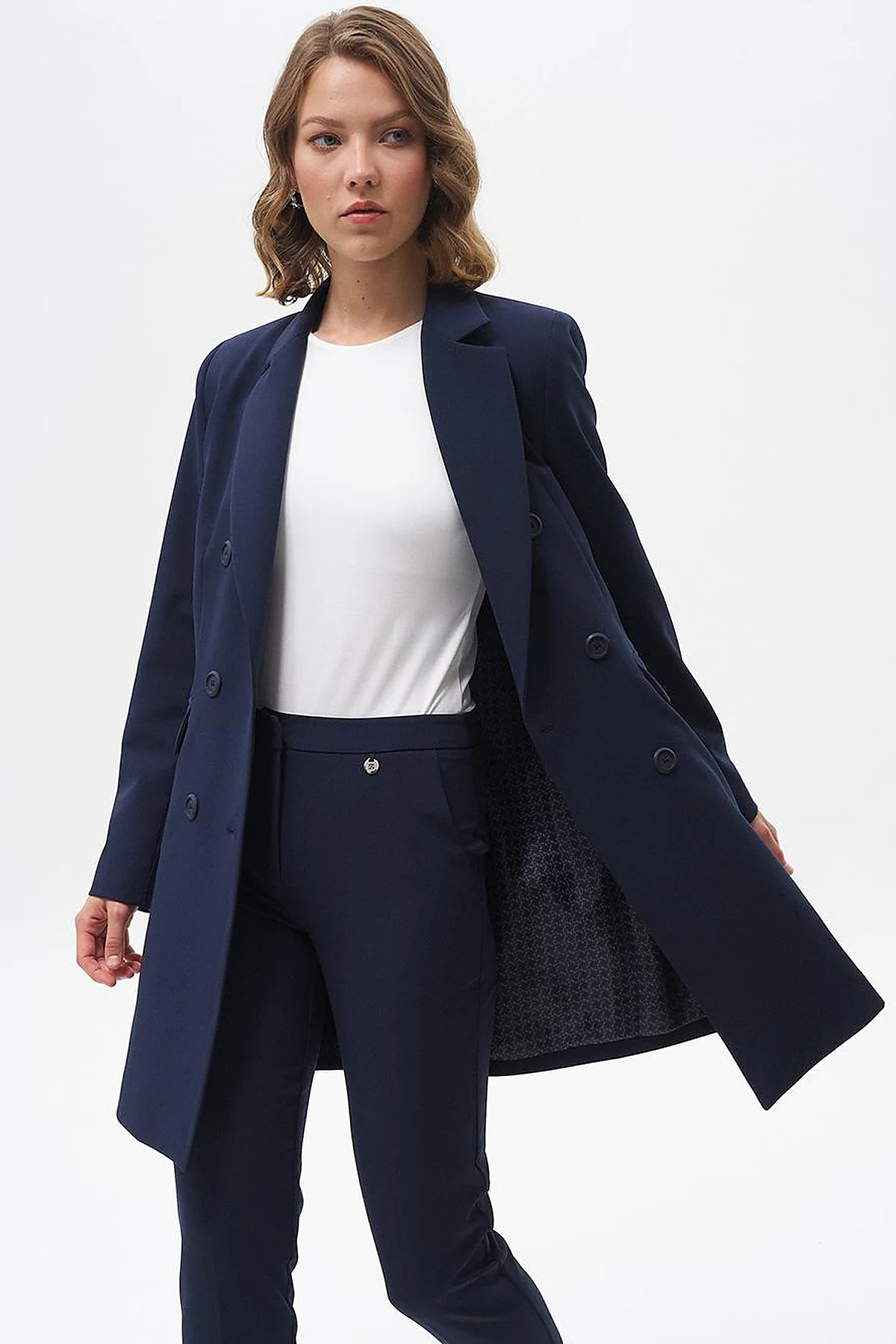 Basic Blazer Ceket Lacivert