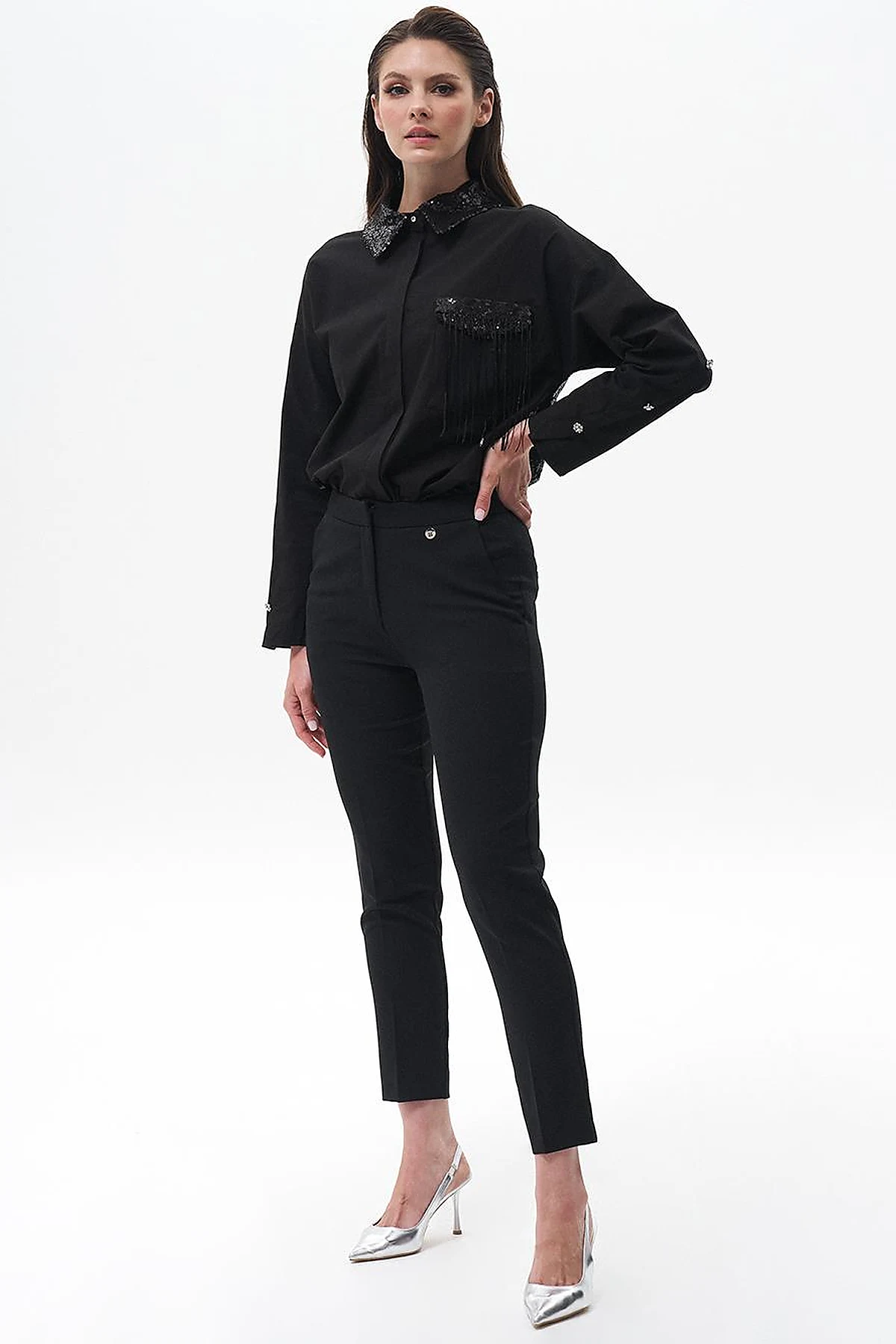 Skinny Fit Pants Black