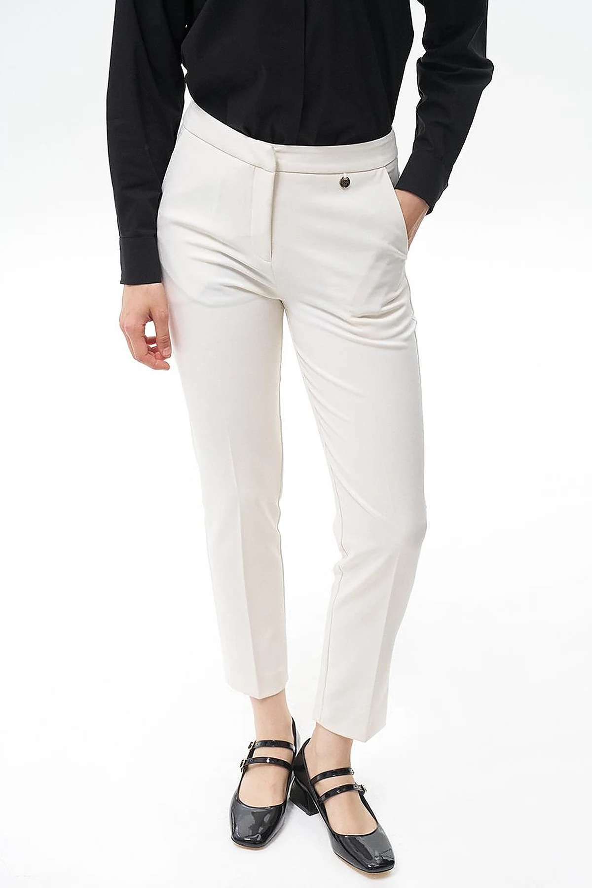 Skinny Fit Pants Ecru