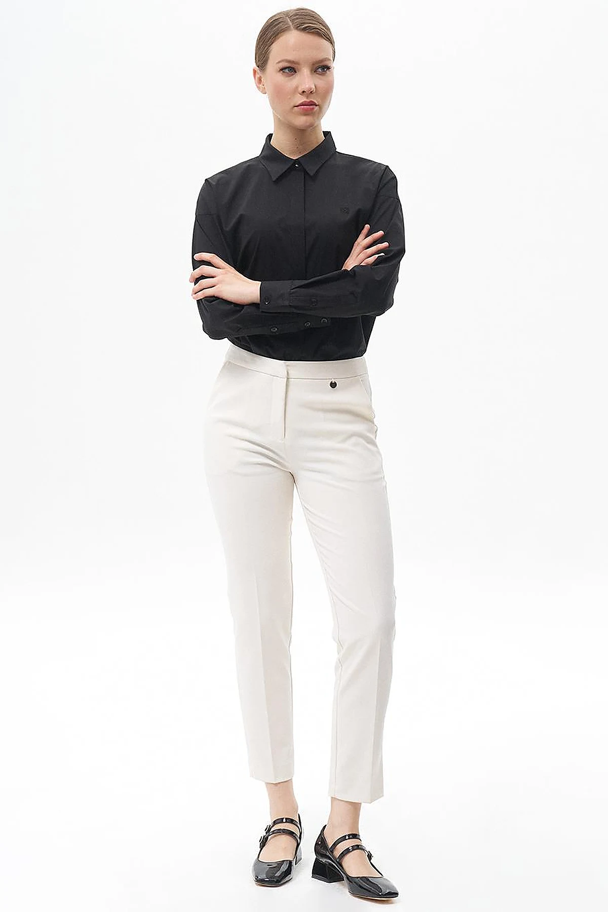 Skinny Fit Pants Ecru