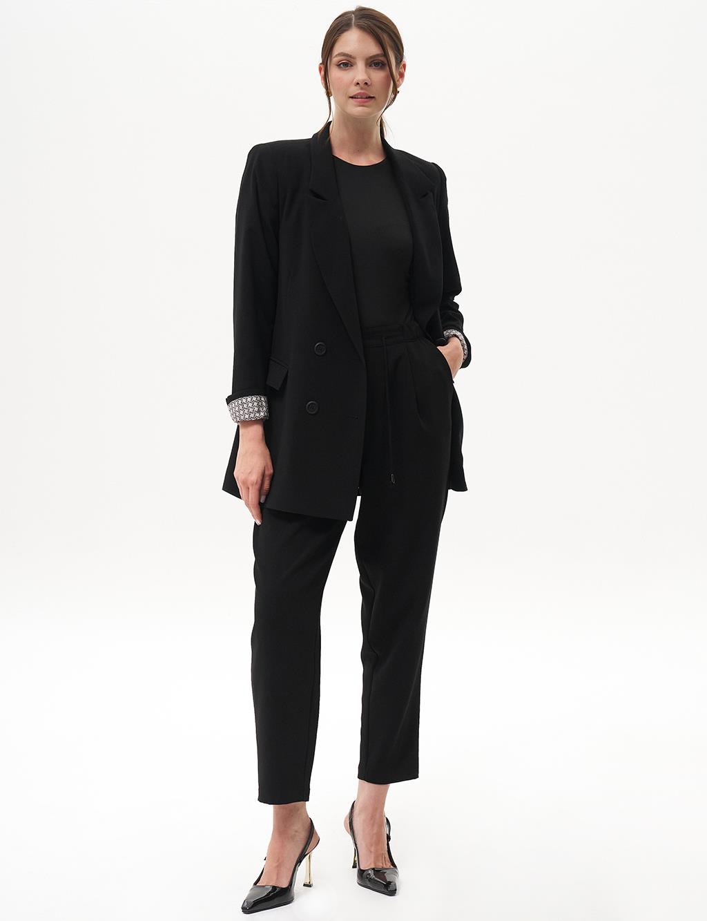 Cover Pocket Crepe Blazer Jacket Black