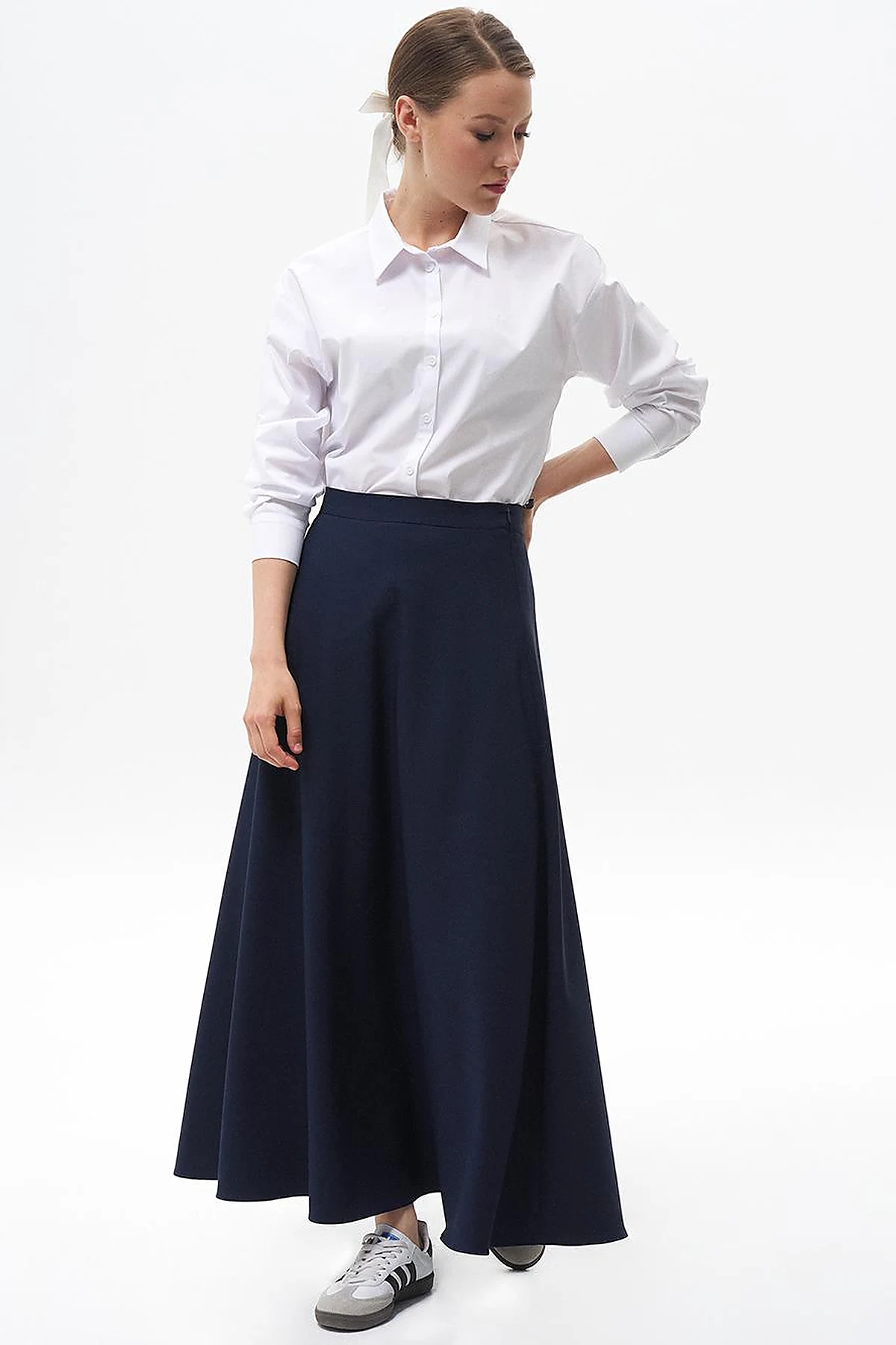Basic Flared Skirt Navy Blue