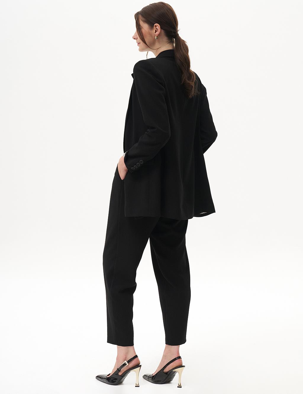 Cover Pocket Crepe Blazer Jacket Black