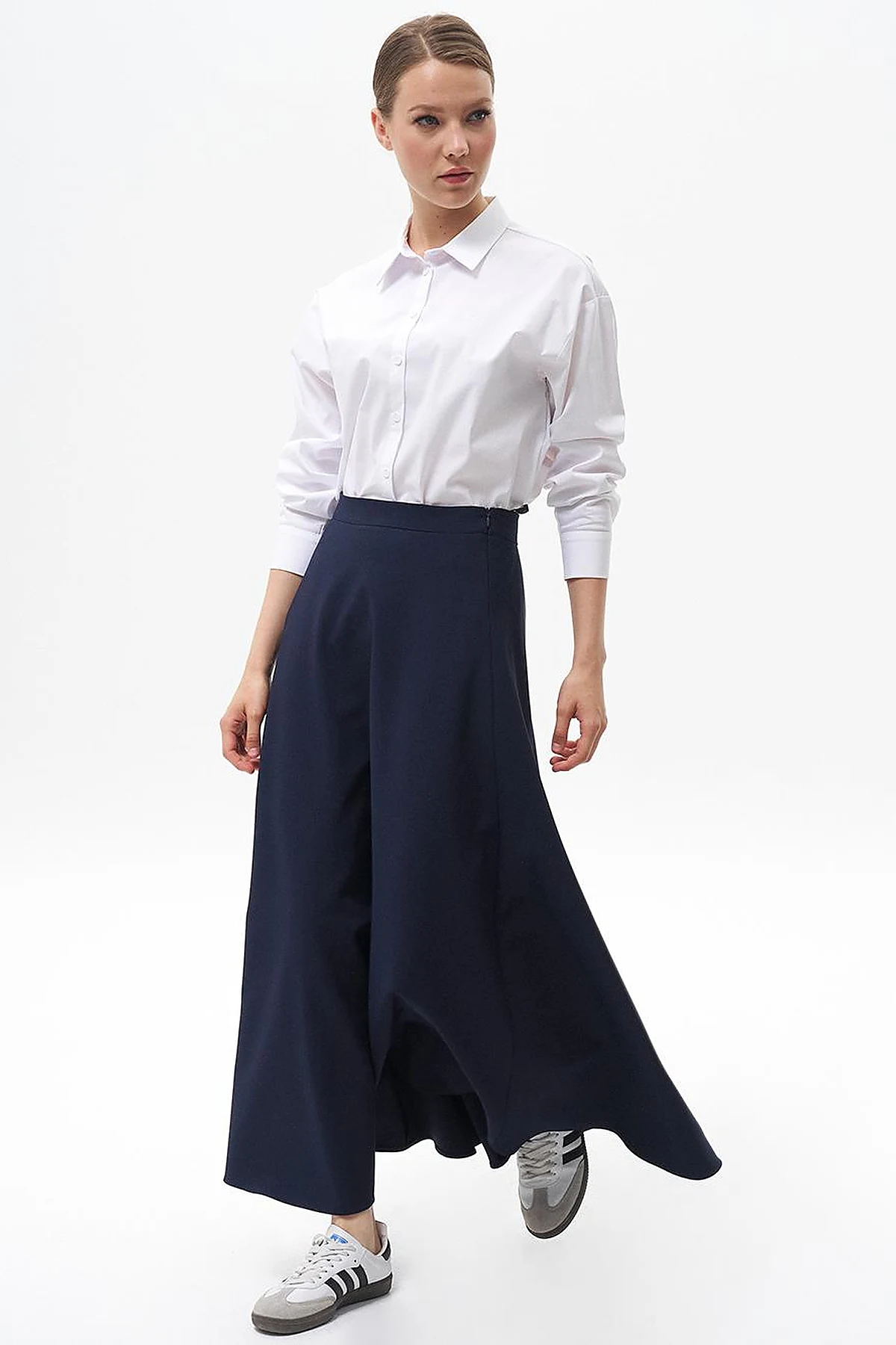 Basic Flared Skirt Navy Blue