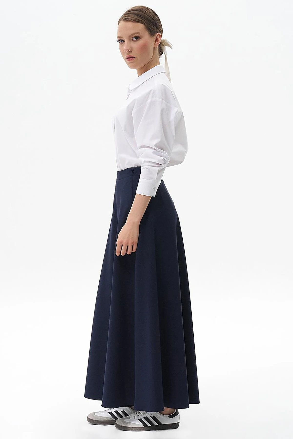 Basic Flared Skirt Navy Blue