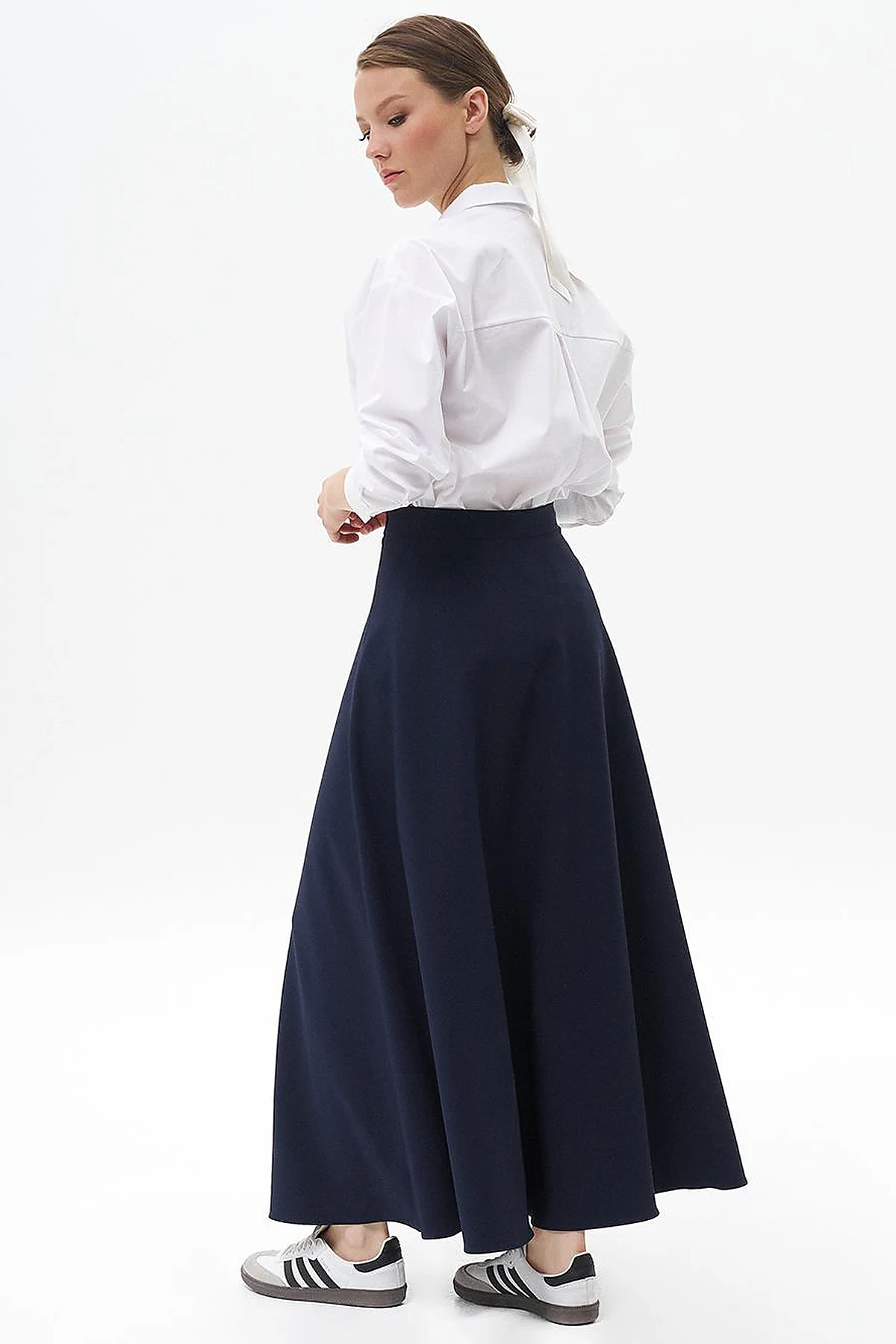 Basic Flared Skirt Navy Blue