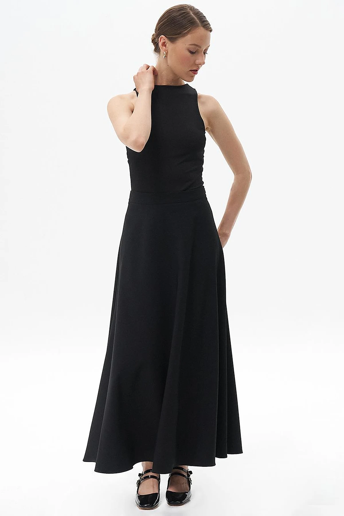 Basic Flared Skirt Black