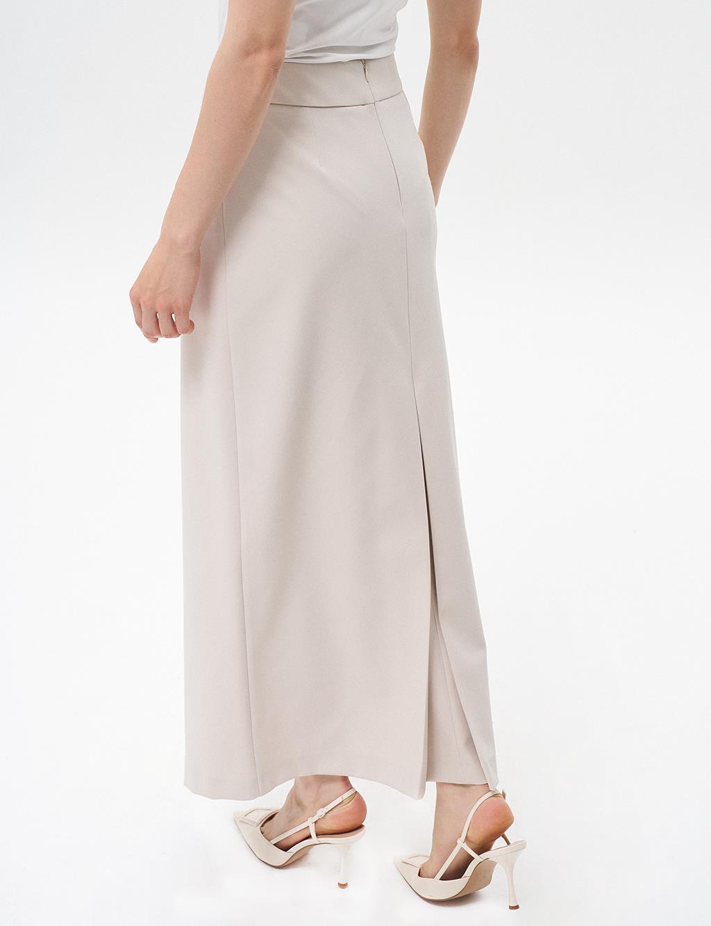 Skirt with Hidden Slit Detail Stone 