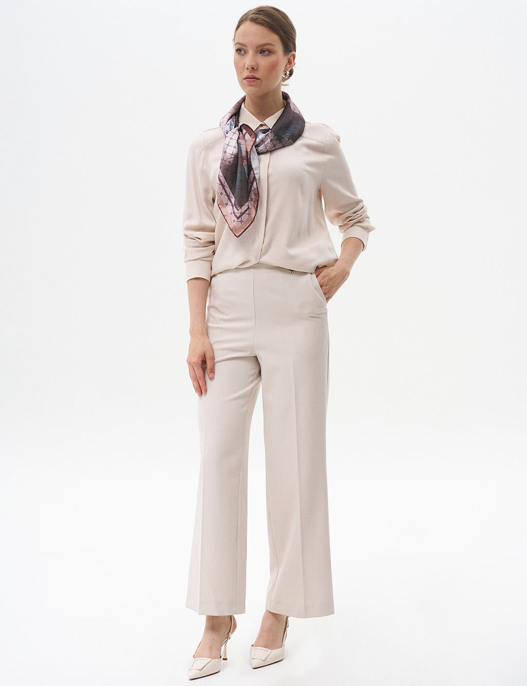 Wide Leg Trousers with Iron Traces Stone
