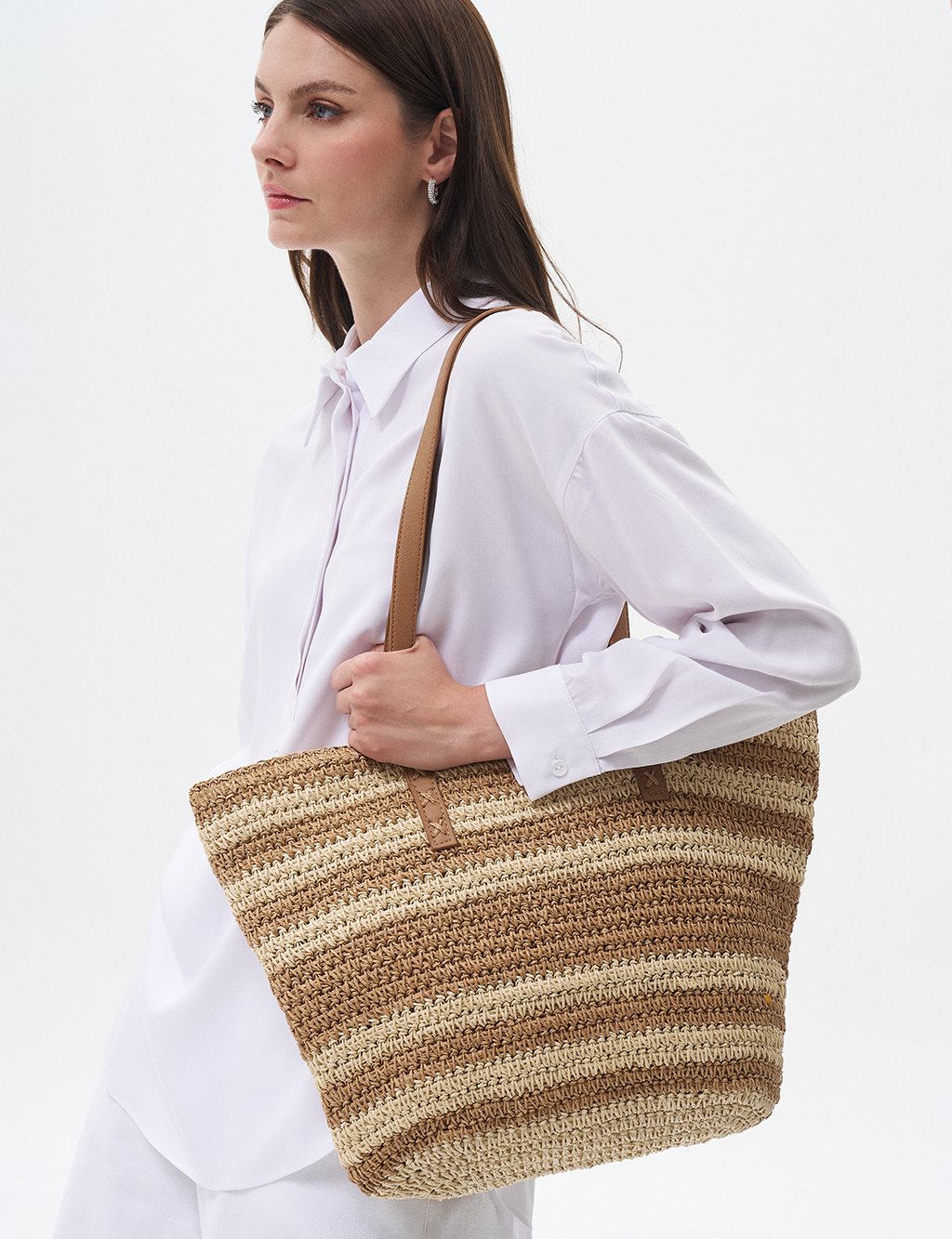 Hanging Straw Bag Cream