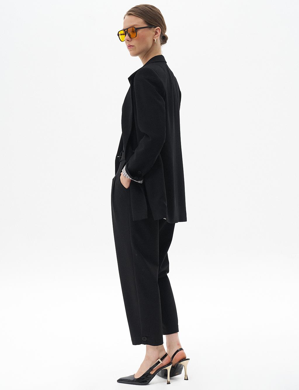 Cover Pocket Crepe Blazer Jacket Black