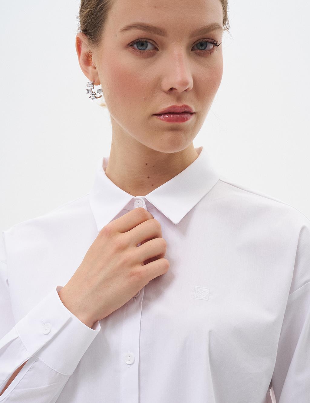 Optical White Poplin Shirt with Buttons