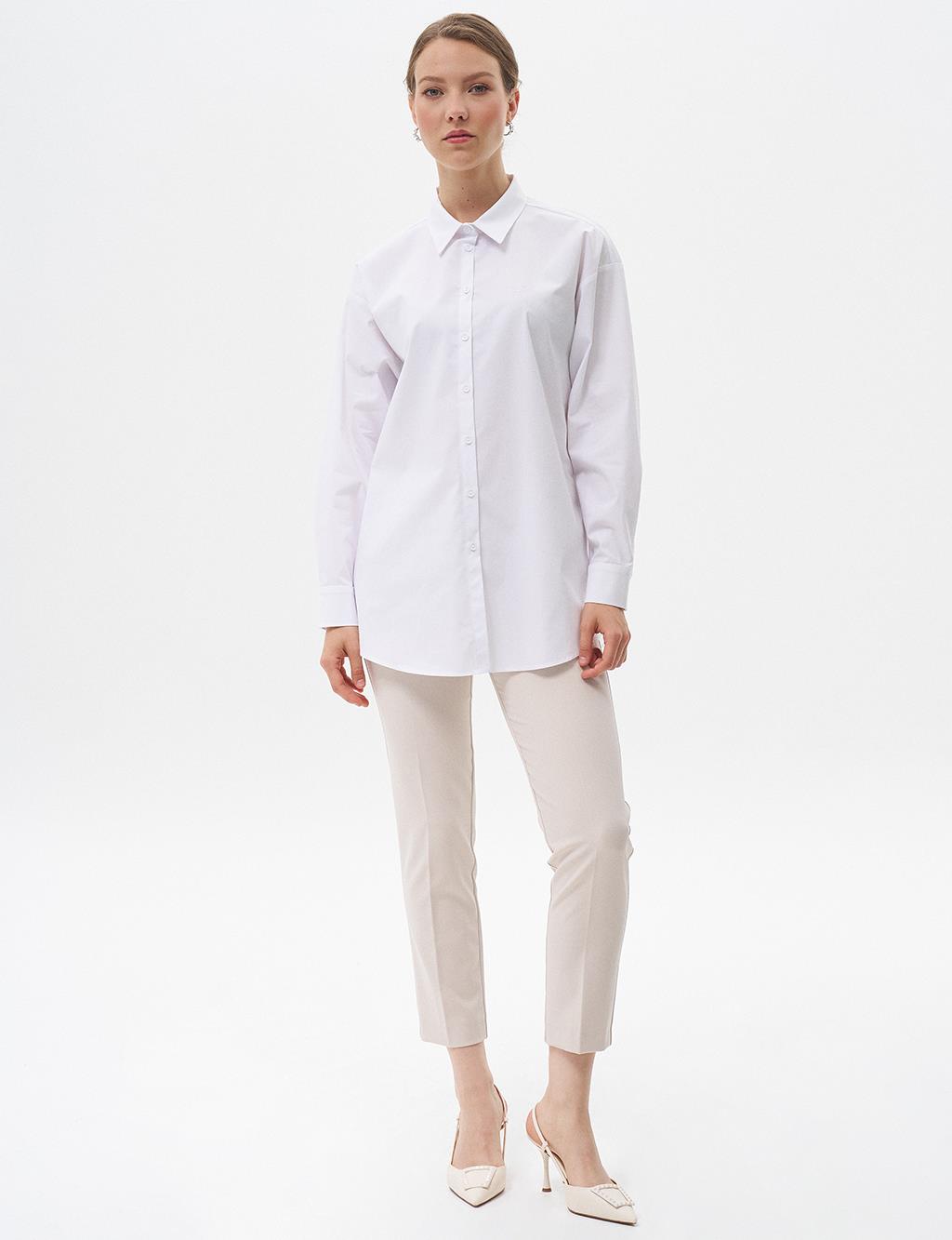Optical White Poplin Shirt with Buttons