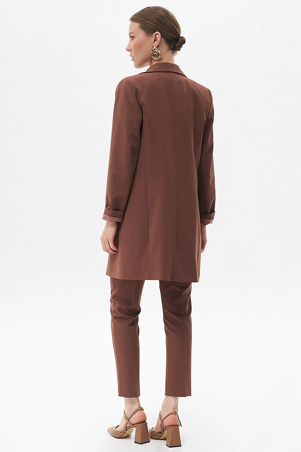 Basic Blazer Ceket Koyu Kahve 