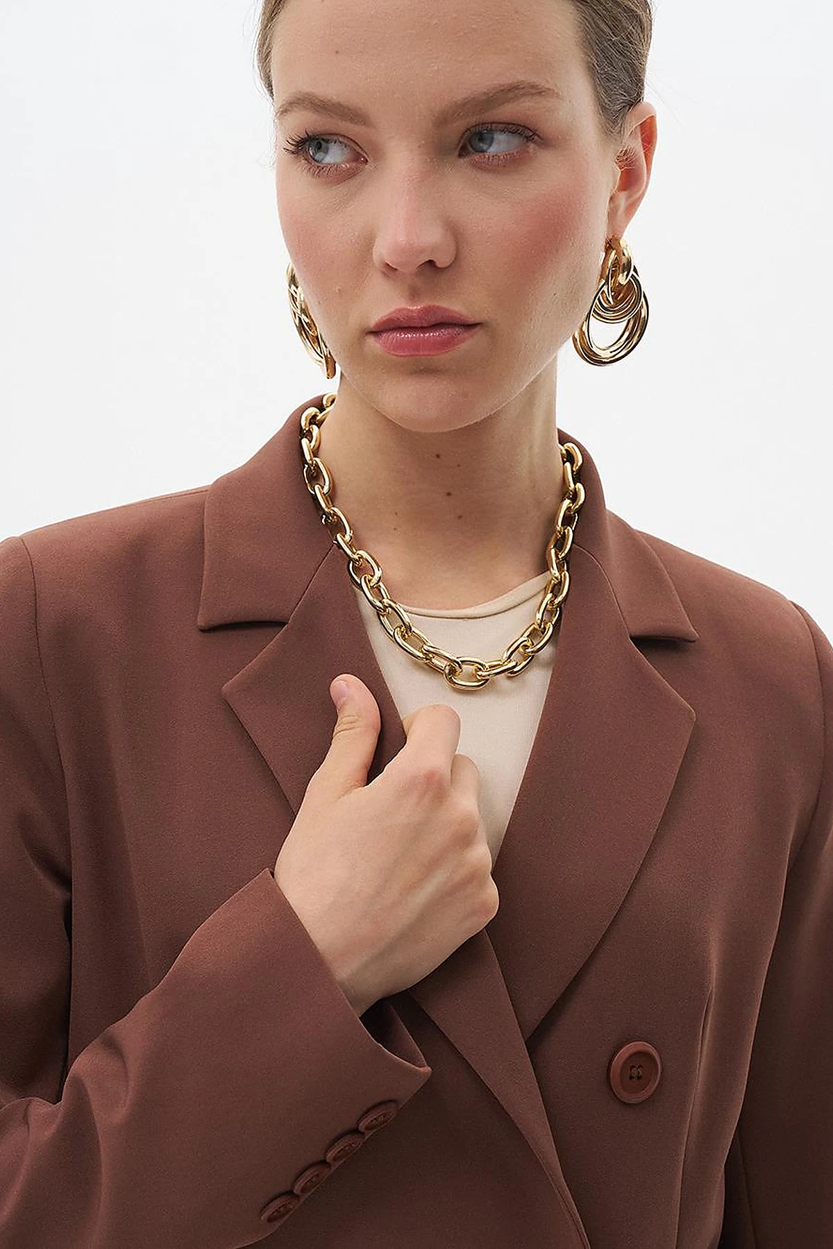 Basic Blazer Ceket Koyu Kahve 