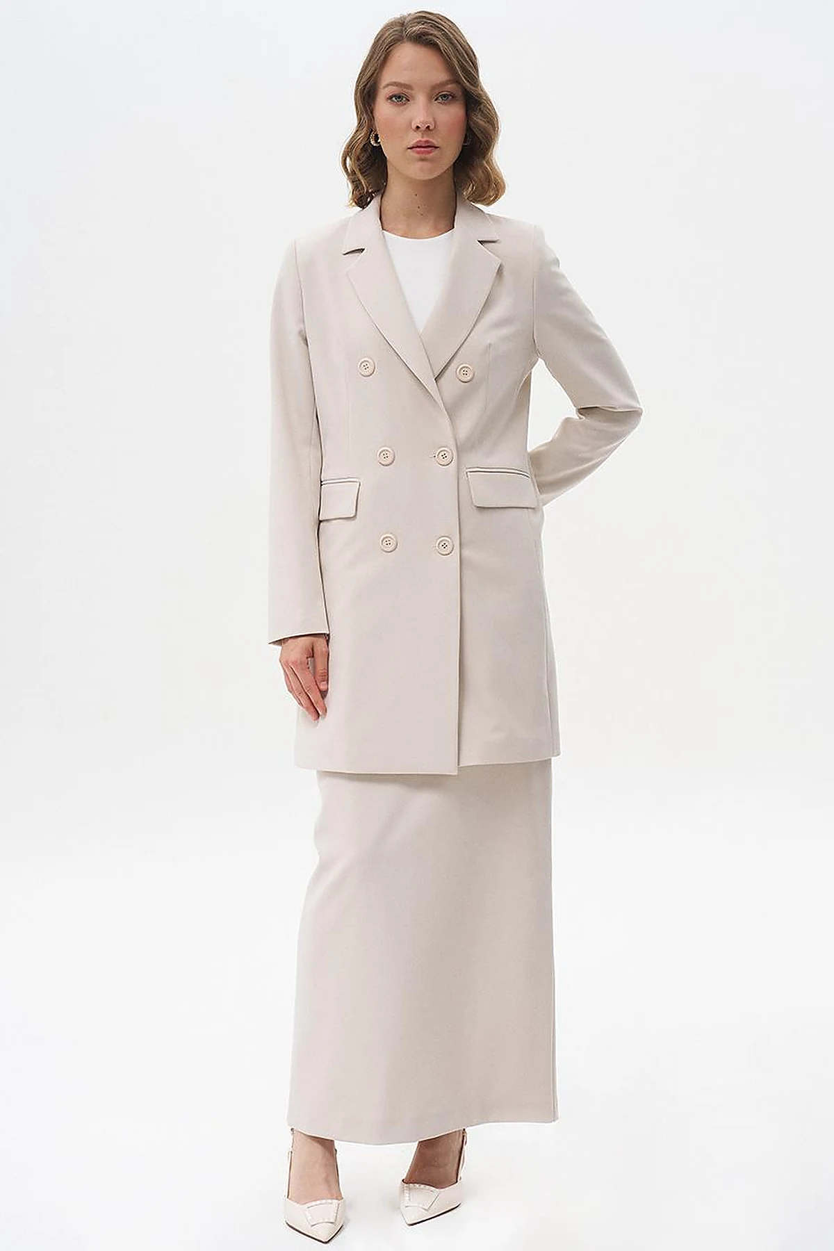 Basic Blazer Ceket Taş