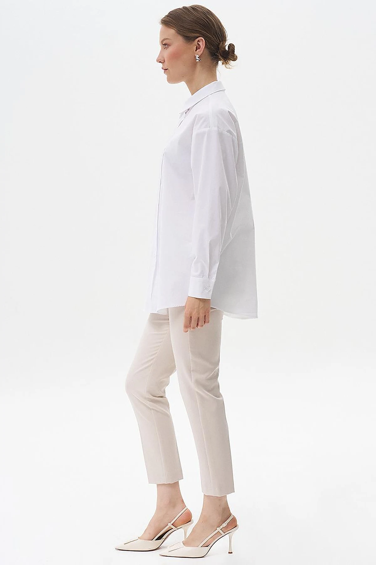 Buttoned Cotton Basic Shirt Optical White 