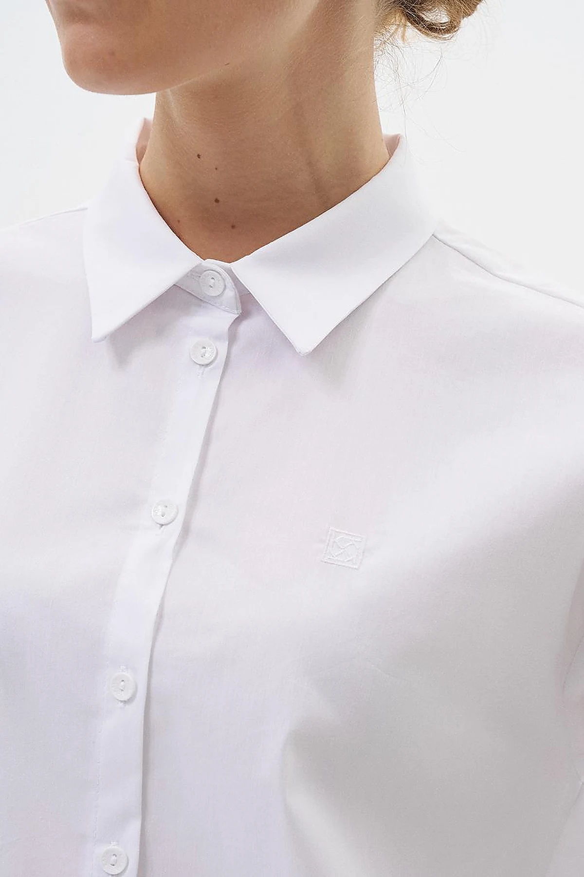 Buttoned Cotton Basic Shirt Optical White 