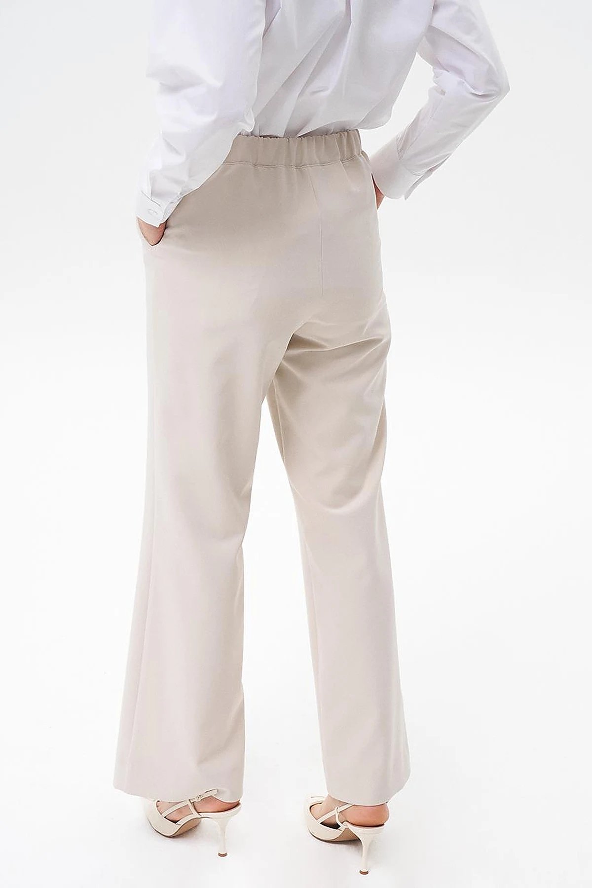 Beli Lastikli Basic Pantolon Taş 