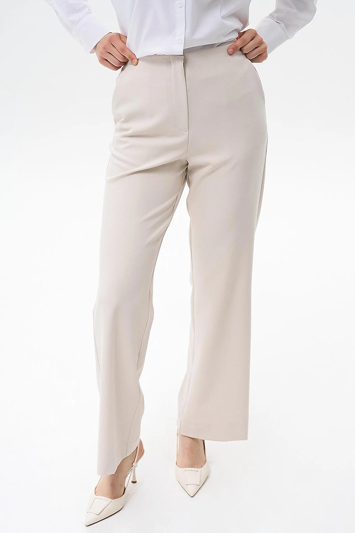 Beli Lastikli Basic Pantolon Taş 
