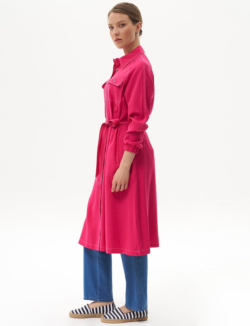 Punto Stitched Long Tunic Fuchsia