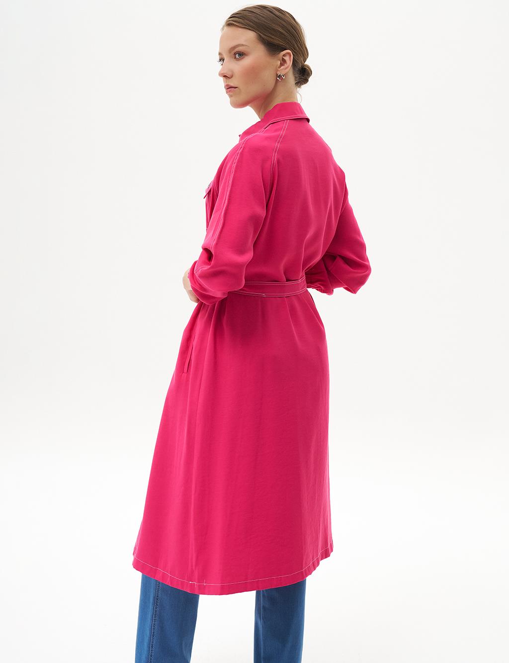 Punto Stitched Long Tunic Fuchsia