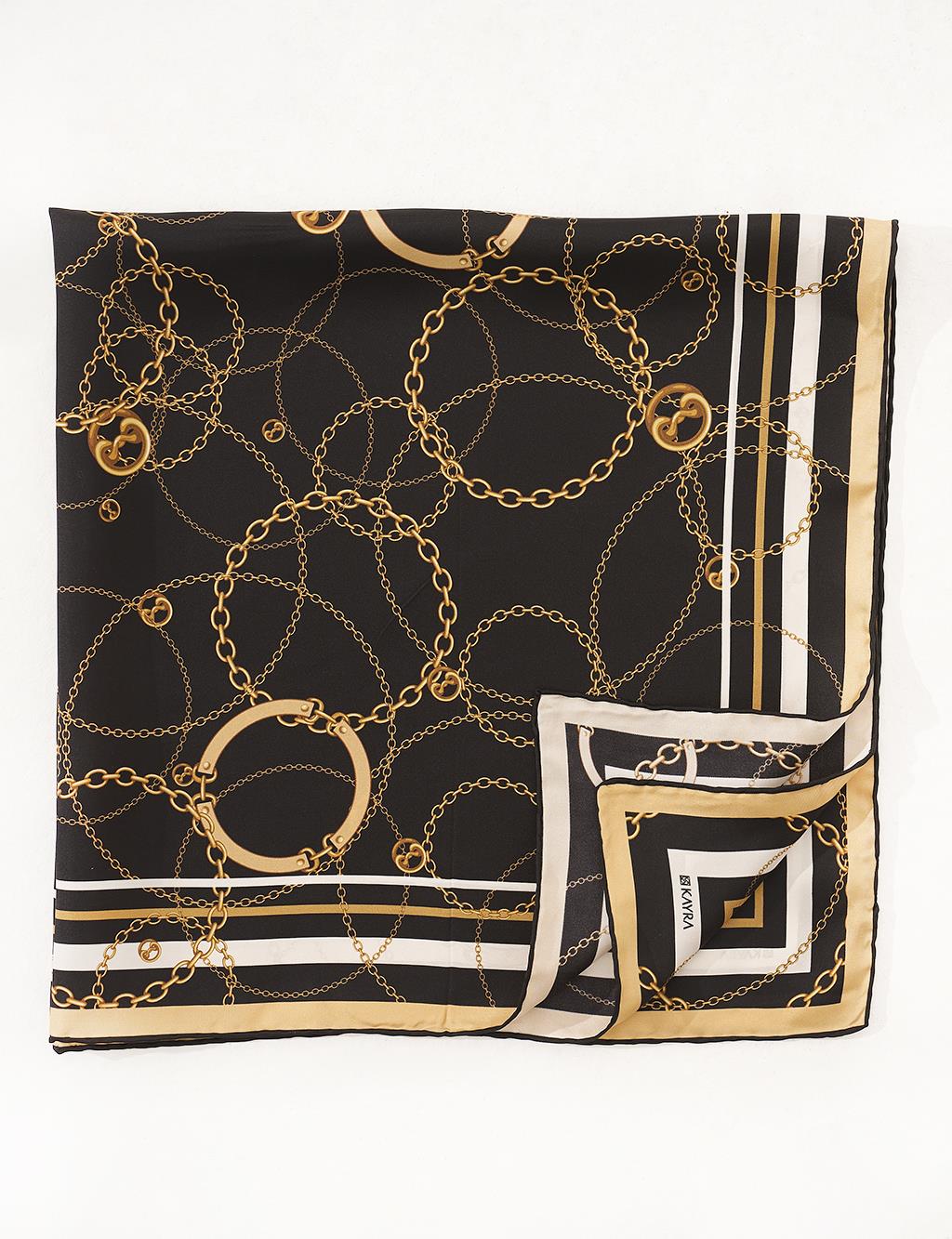 Chain Pattern Silk Scarf Stone