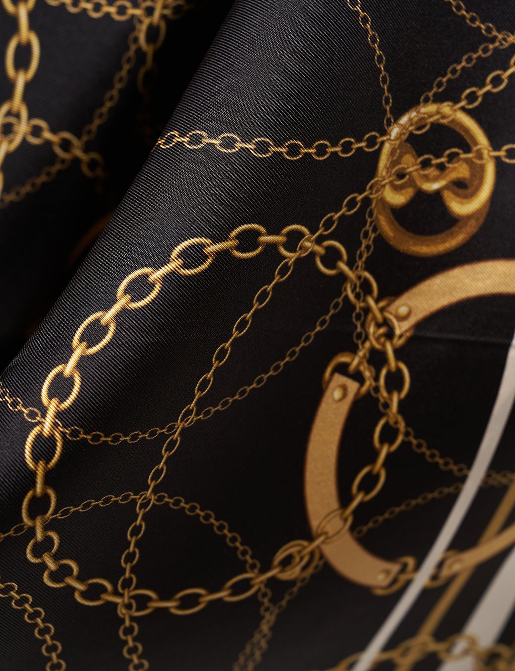 Chain Pattern Silk Scarf Stone