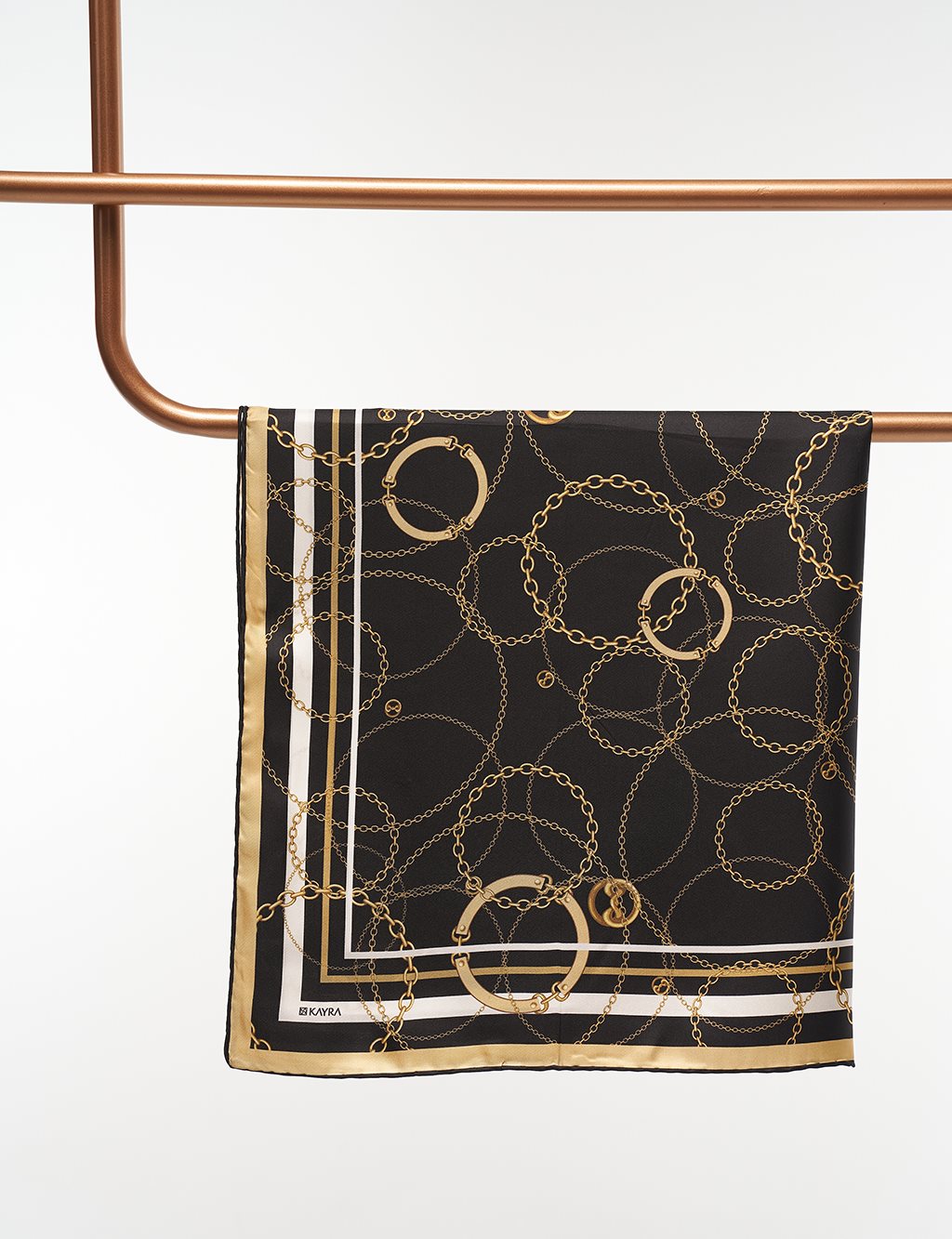 Chain Pattern Silk Scarf Stone