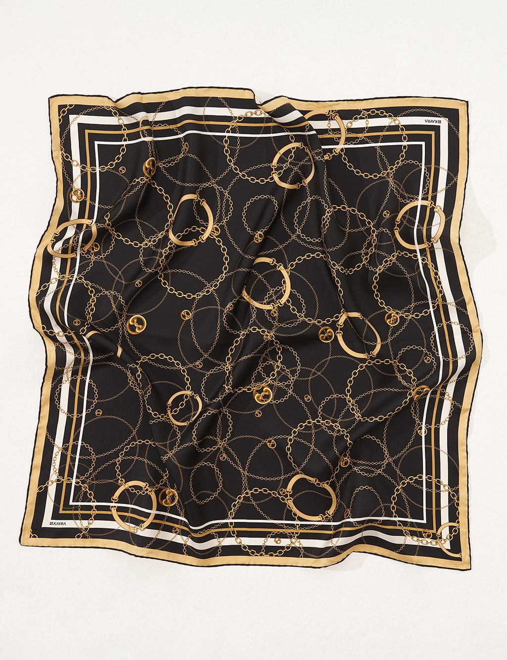Chain Pattern Silk Scarf Stone