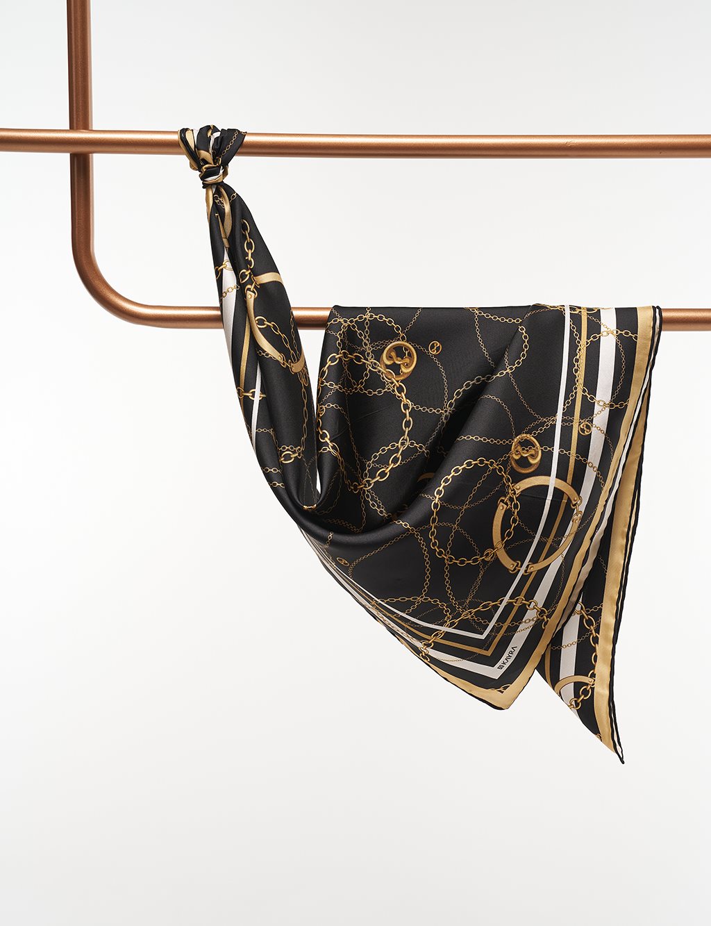 Chain Pattern Silk Scarf Stone