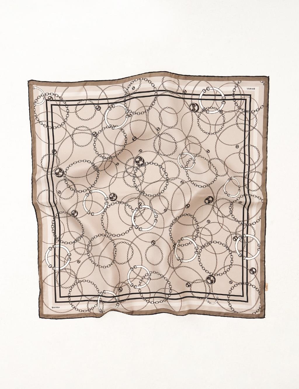 Chain Pattern Silk Scarf Gray