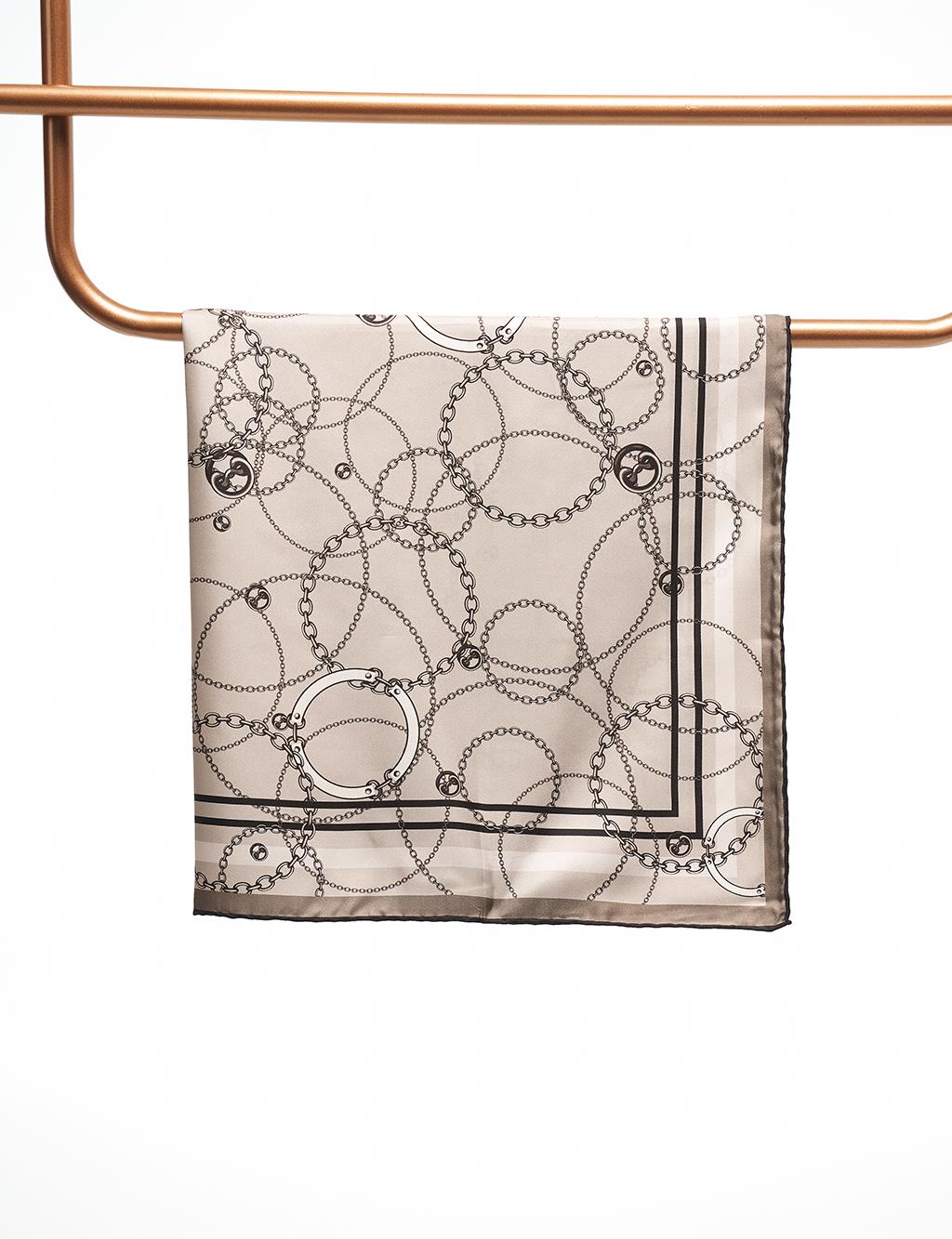 Chain Pattern Silk Scarf Gray