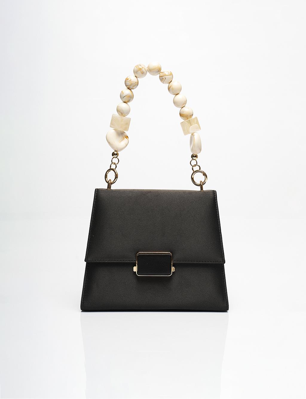 Bead Detailed Satin Bag Black