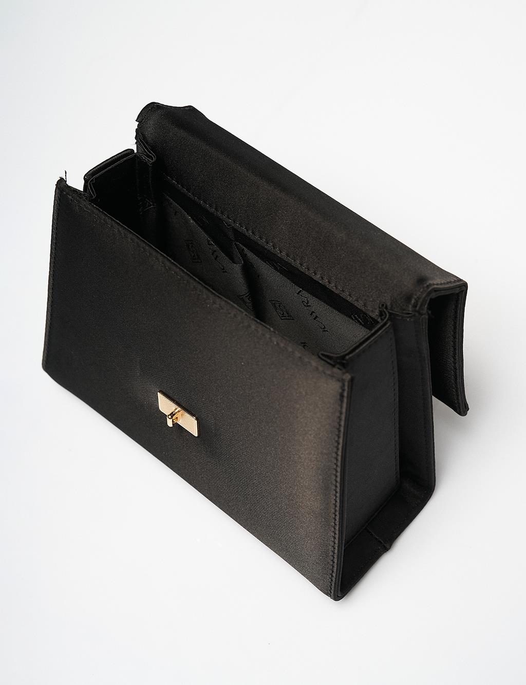 Bead Detailed Satin Bag Black