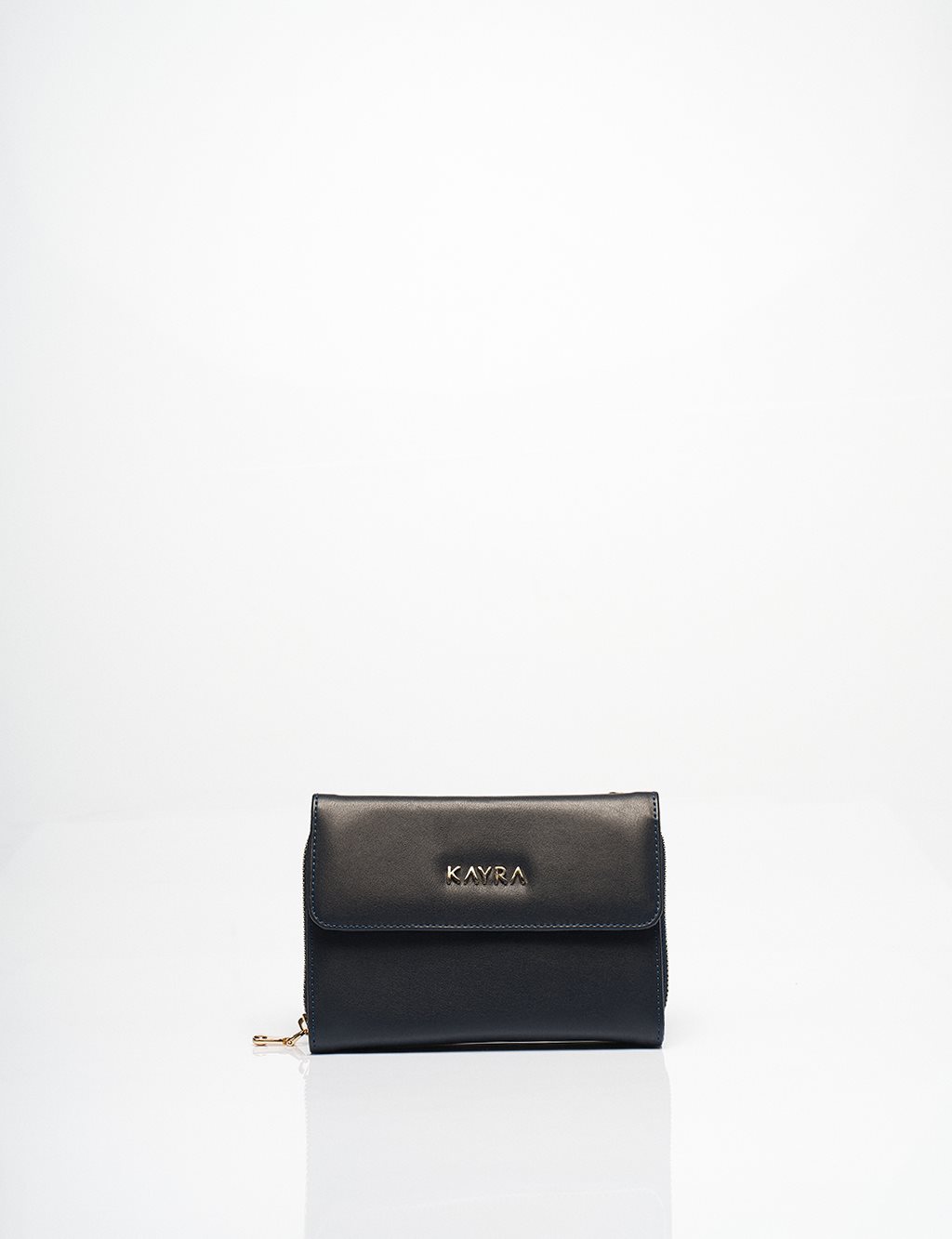 Faux Leather Wallet Bag Navy Blue