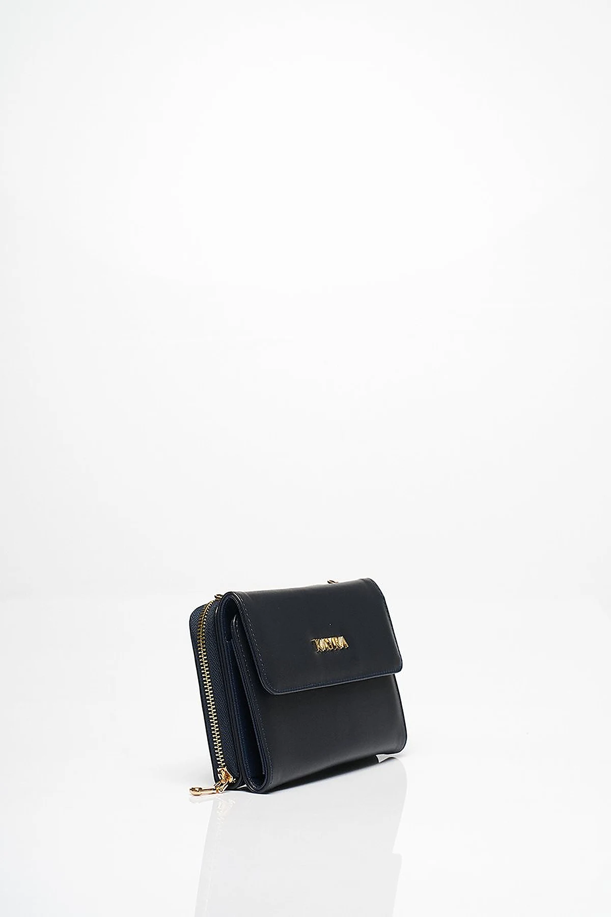 Faux Leather Wallet Bag Navy Blue